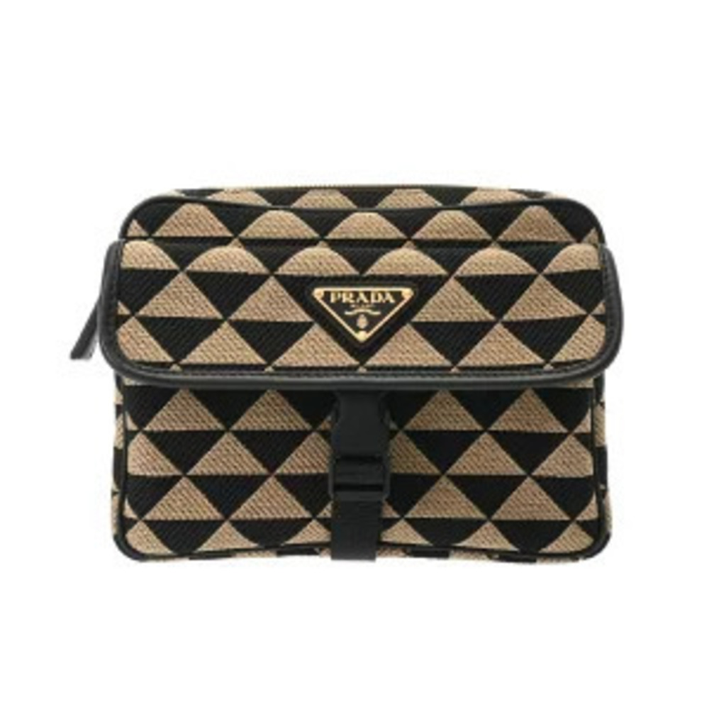 Prada Black Corda Embroidered Shoulder Bag